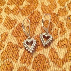 925 Dimond heart earrings